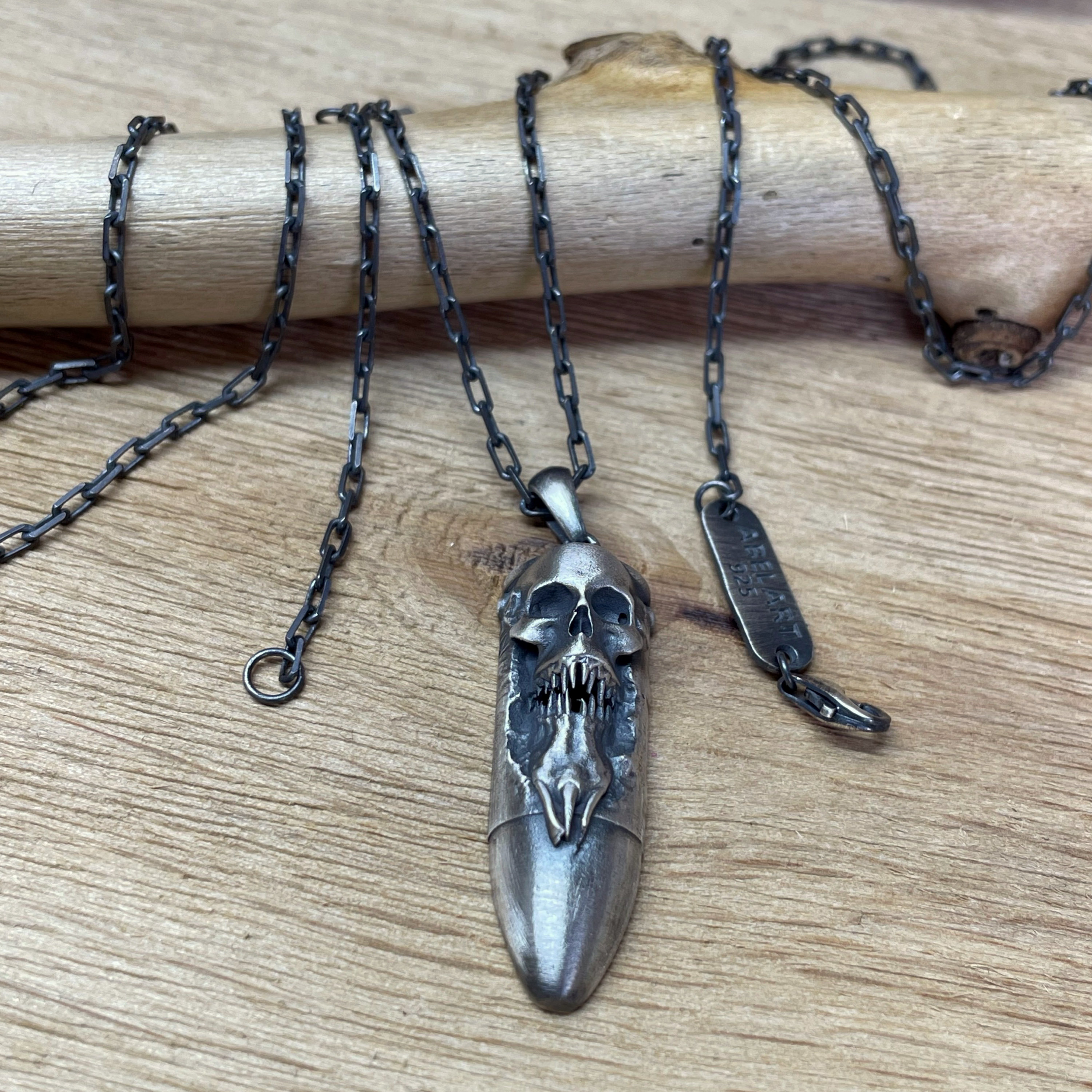 cholinchin Skull Steel Skull Ketting met hanger, Punk Rock Sieraden Schedel Hanger Gothic Biker met 60 cm voor Mannen Zilver