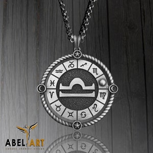 Handmade Sterling Silver Libra Zodiac Pendant Necklace