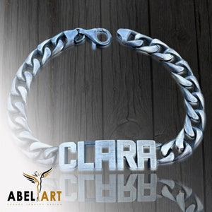 Pulsera con nombre personalizable en plata de ley 925, pulsera con nombre para hombre y mujer, pulsera con nombre única, regalo de Navidad para el mejor amigo
