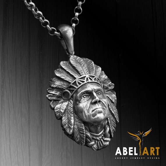 Handmade Sterling Silver American Indian Chief Pendant Necklace - Etsy