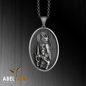 925 Sterling Silver Oxidized Owl and Skull Themed Necklaces for Men, Owl Silver Men&#39;s Jewelry, Handmade Snowy Owl Necklace Gift.