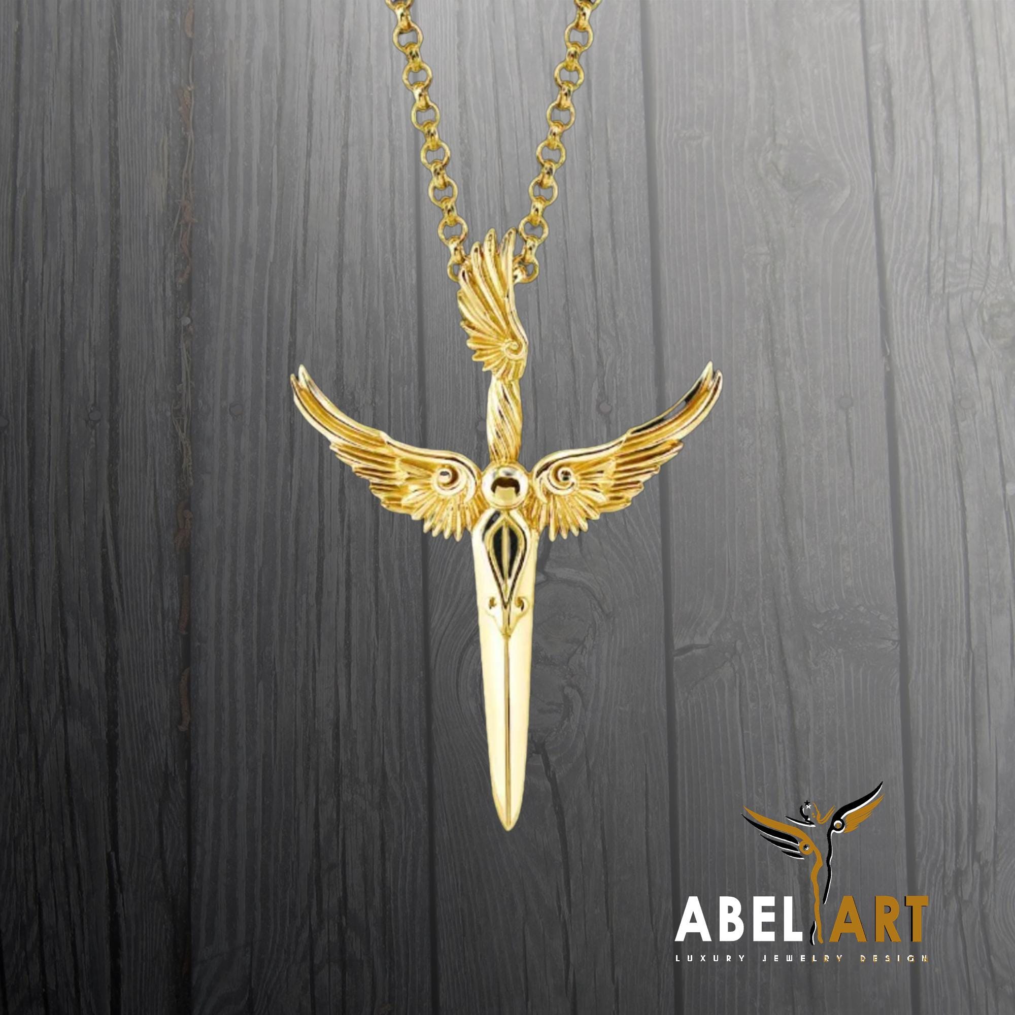 Sterling Silver Angel Wing Sword Necklace: Symbol of Protection - Etsy