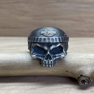 925 Sterling Silver Handmade Biker Skull Ring - Men's Gothic Punk Jewelry - Vintage Style Silver Skull Band - Statement Ring for Him