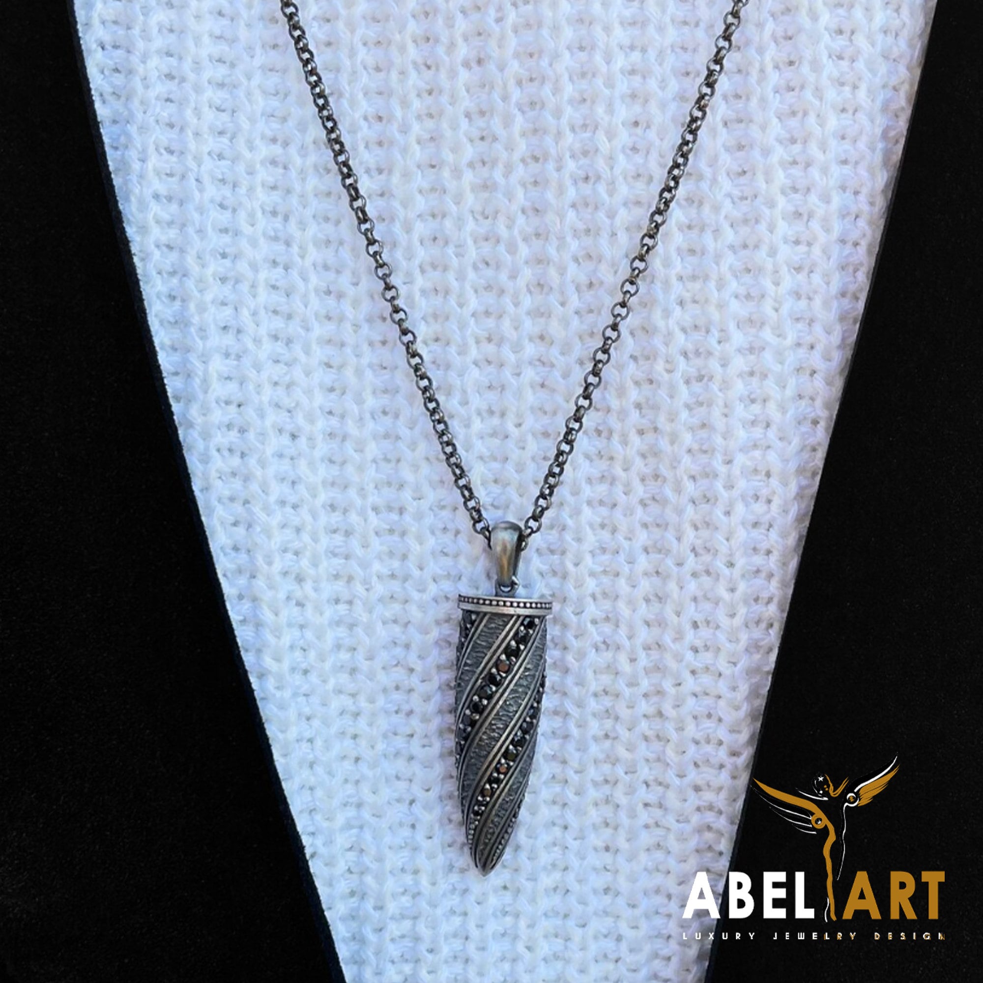 925 Sterling Silver Bullet Necklace With Stone – Handmade Pendant