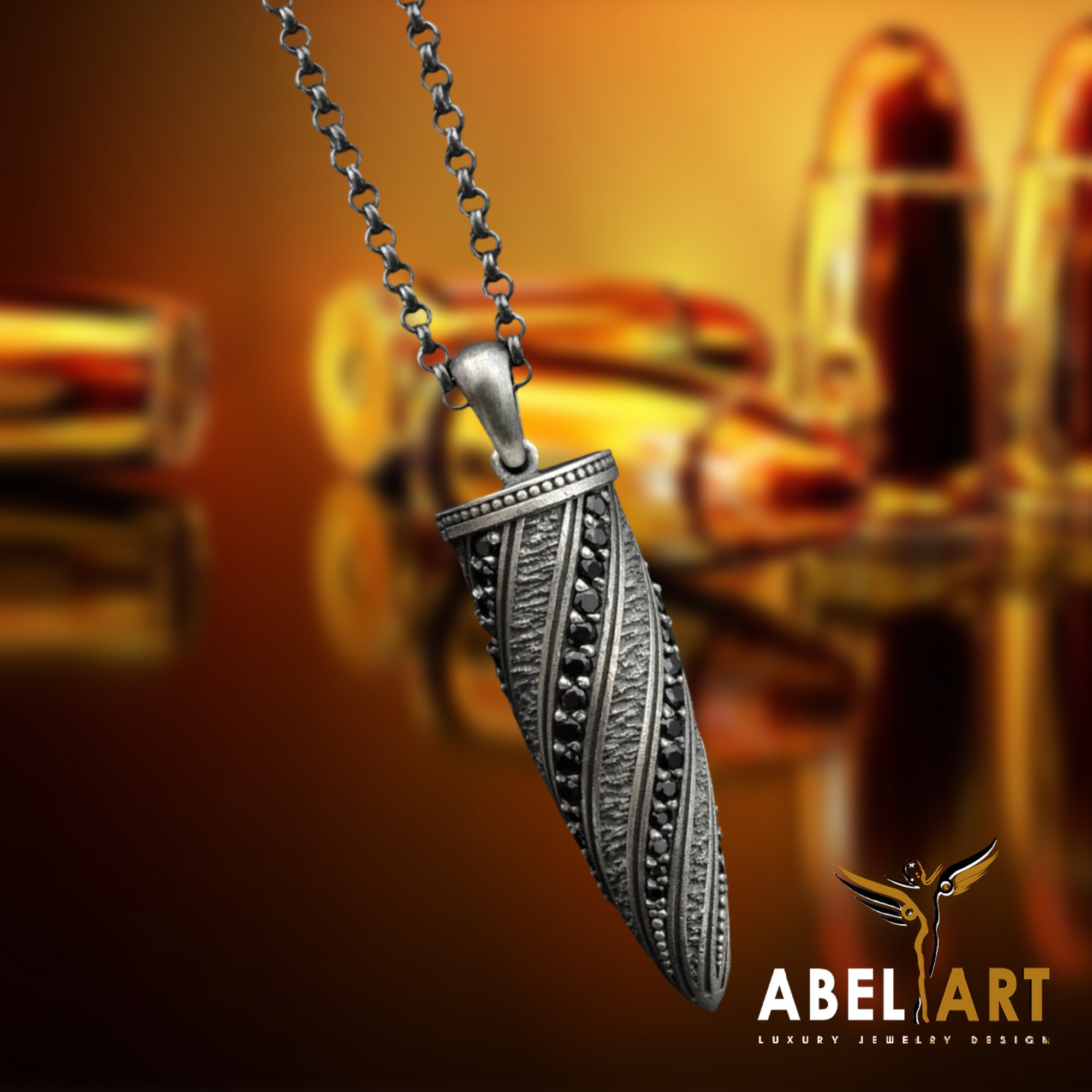 925 Sterling Silver Bullet Necklace With Stone – Handmade Pendant
