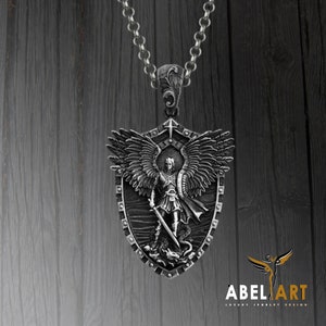 St. Michael Archangel Necklace for Men – Sterling Silver Protection Pendant, Catholic Gift, Religious Medal Jewelry