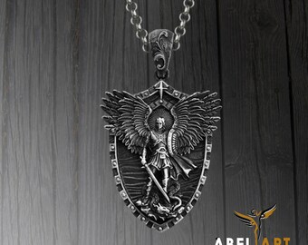 Saint Michael Archangel 925 Sterling Silver Pendant Necklace