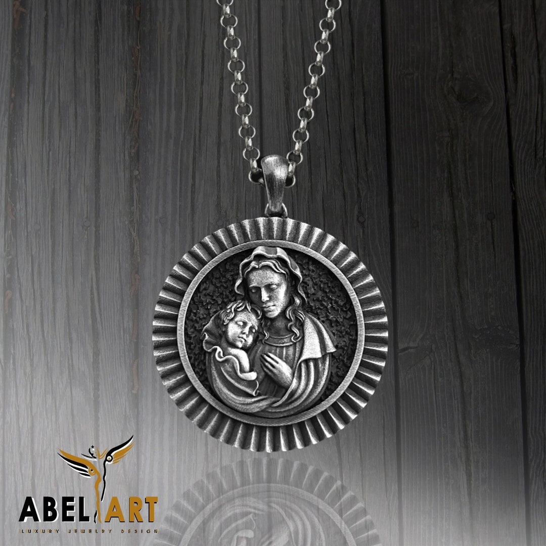 925 Sterling Silver Virgin Mary Necklace - Religious Pendant - Etsy