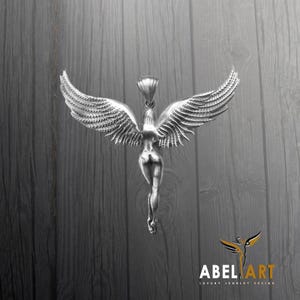 Sterling Silver Angel Necklace: Aphrodite Venus Female Body Pendant image 2