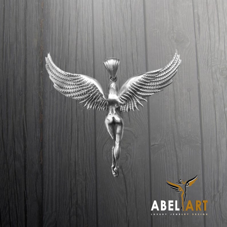 Sterling Silver Angel Necklace: Aphrodite Venus Female Body Pendant image 2