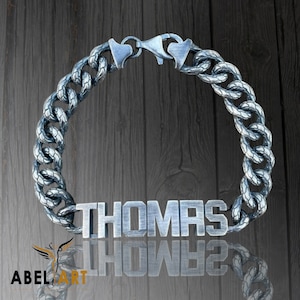 Pulsera con nombre en plata de ley 925 personalizable y grabado, pulsera con nombre para hombre y mujer, regalo de Año Nuevo para el mejor amigo.