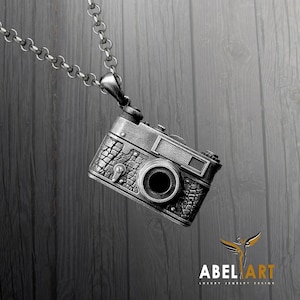 Ciondolo con macchina fotografica vintage – Collana fotografica in argento sterling 925 – Gioiello in stile retrò, regalo per fotografi e amanti della fotografia