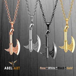 Viking Axe Necklace for Men – 925 Sterling Silver Norse Battle Axe Pendant – Handmade Nordic Amulet Jewelry Gift