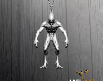 3D Anatomical Monster Pendant: Gothic Sterling Silver Horror Necklace