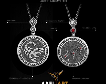 Scorpio Constellation Necklace: 925 Sterling Silver Zodiac Pendant