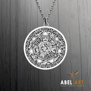 Sieben Erzengel Siegel Halskette – Kraftvoller Engel Schutz Anhänger in Sterling Silber – Schutz Amulett – Mystischer Siegel Anhänger