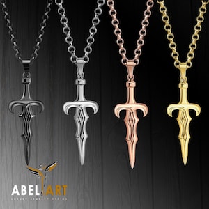 925 Sterling Sword Necklace, Polished Silver-Gold Color-Rose Color and Oxide Black. Handmade Silver Sword Necklace, Silver Sword Pendant.
