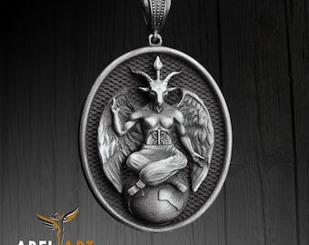 Handmade Baphomet 925 Sterling Silver Pendant - Occult Pagan Necklace