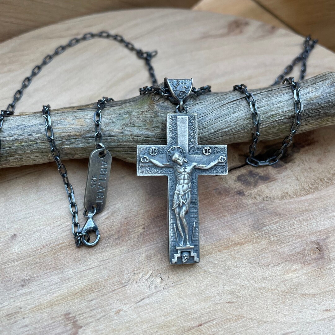 Sterling Silver Crucifix Necklace: Elegant Christian Cross Pendant - Etsy