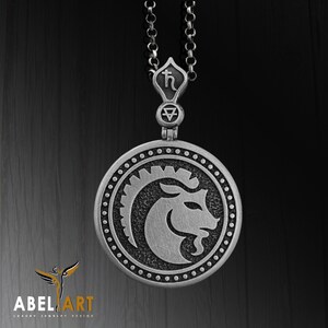 Capricorn Sterling Silver Men Charm Necklace Birthday Gift, Capricorn Zodiac Sign Jewelry, Capricorn Birthday Gift, Horoscope Men Necklace