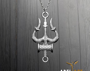 Sterling Silver Poseidon Trident Necklace: Greek Mythology Amulet