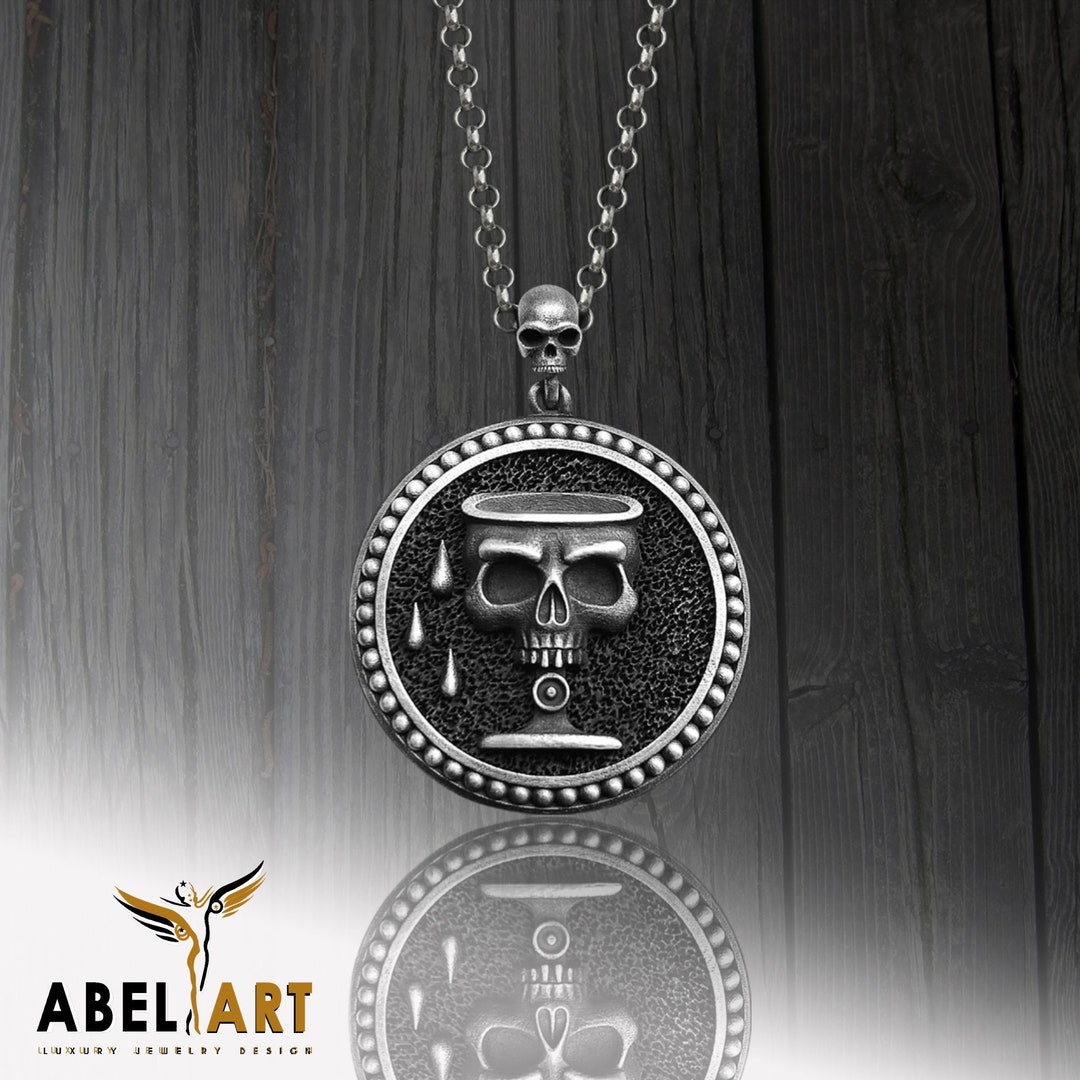 Sterling Silver Memento Mori Necklace: Aquarius Zodiac Skull Pendant - Etsy