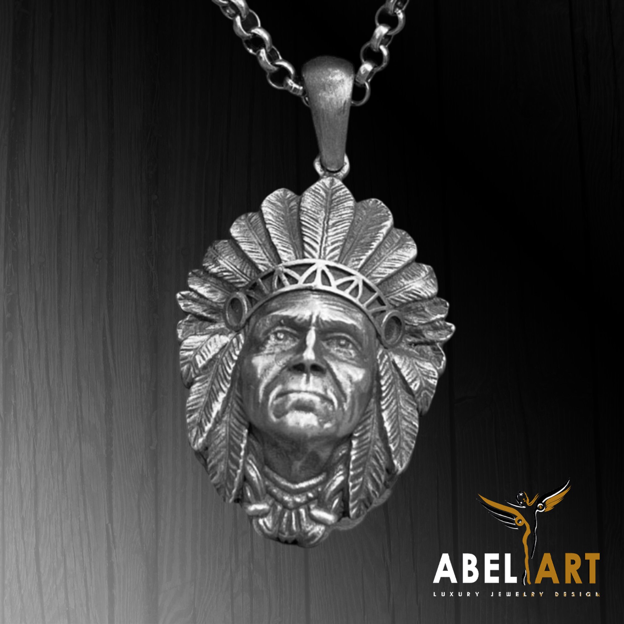 Handmade Sterling Silver American Indian Chief Pendant Necklace - Etsy