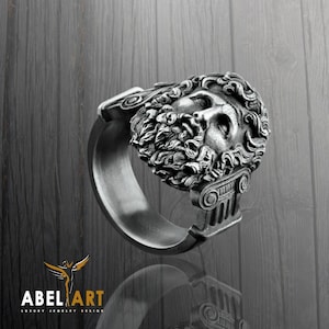 Zeus King Of The Gods Handmade Sterling Silver Ring For Men, Ancient Greek Gods Mythology Ring, Greek Silver Jewelry, Mythological Ring