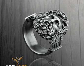 Handmade Zeus Sterling Silver Ring: Ancient Greek Mythology Jewelry