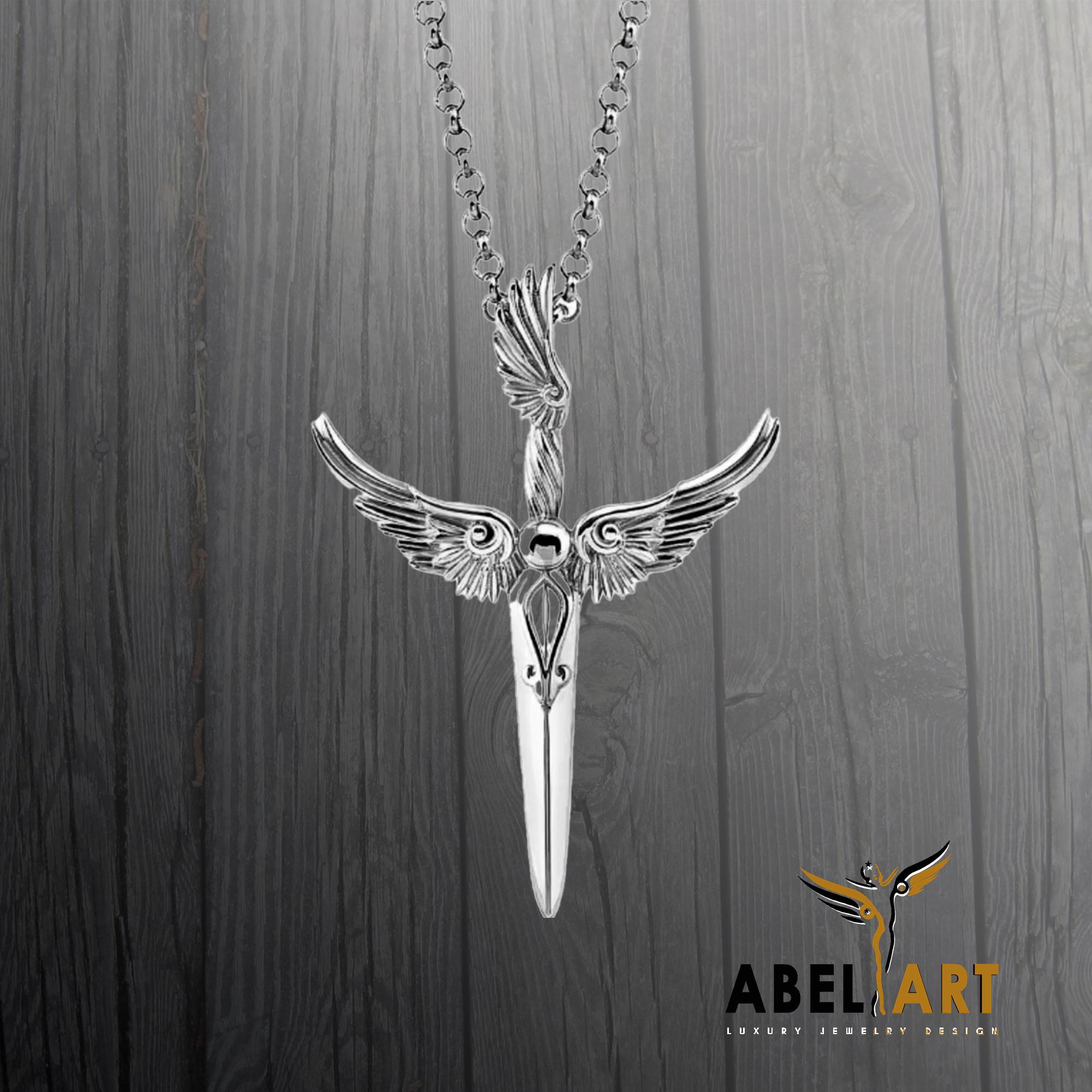 Sterling Silver Angel Wing Sword Necklace: Symbol of Protection - Etsy