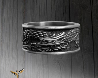 Handmade Sterling Silver Japanese Dragon Ring: Oriental Jewelry