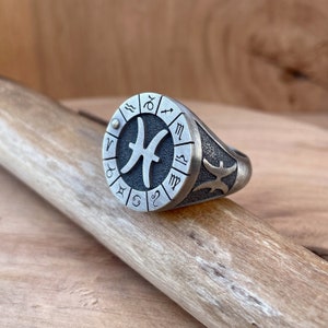 Men Pisces Sterling Silve Handmade Ring Birthday Gift, Pisces Zodiac Sign Jewelry, Astrology Rings, Pisces Zodiac Horoscope Birthday Gift image 3