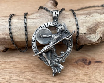Handmade Sterling Silver Athena Necklace: Greek Mythology Medallion