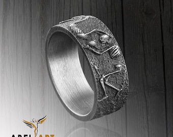 Anello con scheletro in argento sterling: fede nuziale gotica