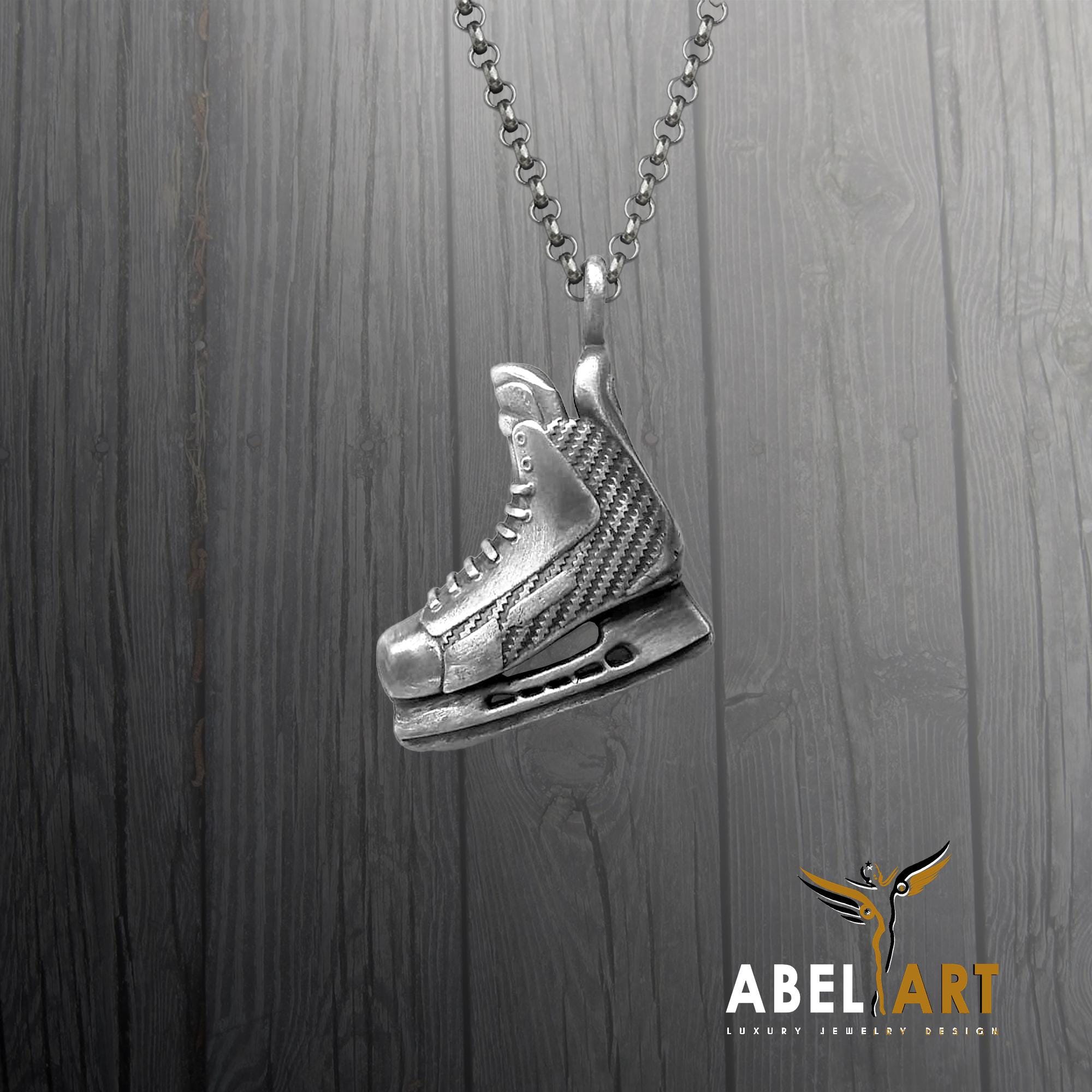 Pendentif Homme En Argent Sterling 925 - Patin De Hockey Chic Pour Les Passionnés