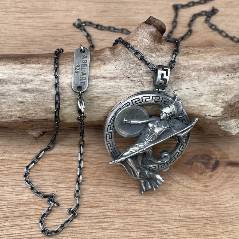 Handmade Sterling Silver Athena Necklace: Greek Mythology Medallion image 2