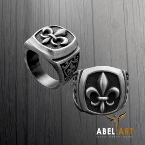Sterlingzilveren Fleur-de-Lis ring – symbolische zegelring heren – handgemaakte Franse erfgoedsieraden – cadeau voor hem