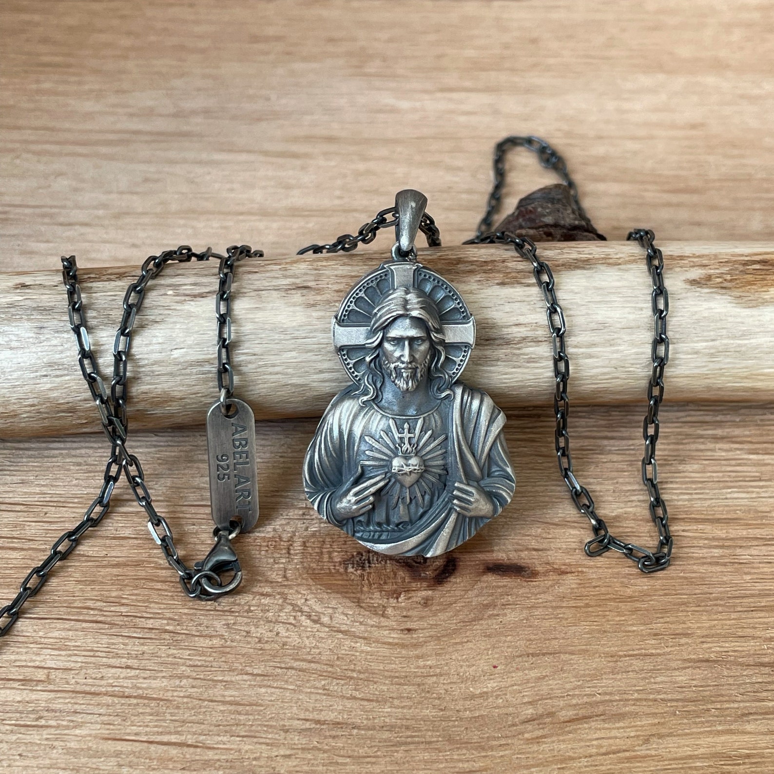 Sacred Heart of Jesus Pendant: 925 Sterling Silver Religious Jewelry - Etsy