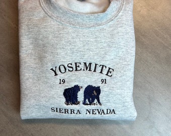 Embroidered Yosemite National Park Sweatshirt: Sierra Nevada Bears Crewneck