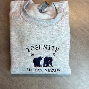 Embroidered Yosemite National Park Sweatshirt: Sierra Nevada Bears Crewneck