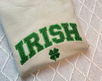 Womens Embroidered Irish Shamrock Sweatshirt: St Patricks Day