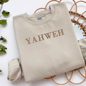 Embroidered Yahweh Sweatshirt: Unisex Christian Crewneck