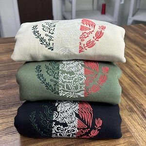 Embroidered Mexico Sweatshirt, Mexico Flag Crewneck, Mexico Eagle Sweatshirt