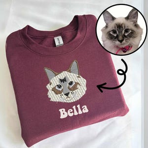 Personalisiertes Tier Portrait Besticktes Sweatshirt: Personalisierter Hunde oder Katzen Hoodie