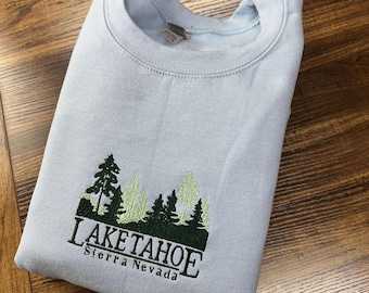 Embroidered Lake Tahoe Crewneck Sweatshirt: National Park Design
