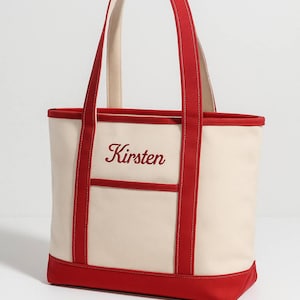 Personalized Canvas Tote Bag: Embroidered Custom Text, Large Size