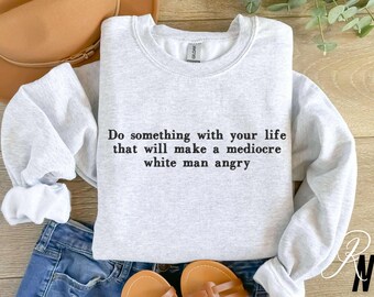 Embroidered Feminist Slogan Crewneck: Funny Weirdo Sweatshirt