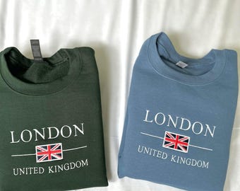Embroidered London Sweatshirt: Vintage UK Travel Pullover