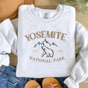 Embroidered Yosemite National Park Sweatshirt: Bear Crewneck