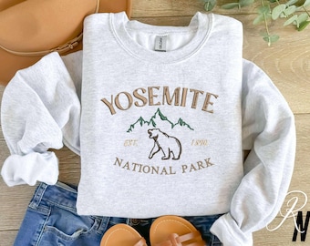 Embroidered Yosemite National Park Sweatshirt: Bear Crewneck